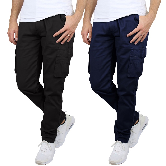 2-Pack Men's Flex-Stretch Cotton Cargo Pants, 31-Inch Inseam - Comfortable and Durable